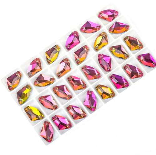 CrystalsSewn Stones Flatback Strass-Aufnäher, Kristalle, Bastelsteine, Glas-Strasssteine ​​für Kleidungszubehör (Rot, 9 x 14 mm, 48 Stück)(Ab Color,12x19mm 28Pcs) von BWUHDKS