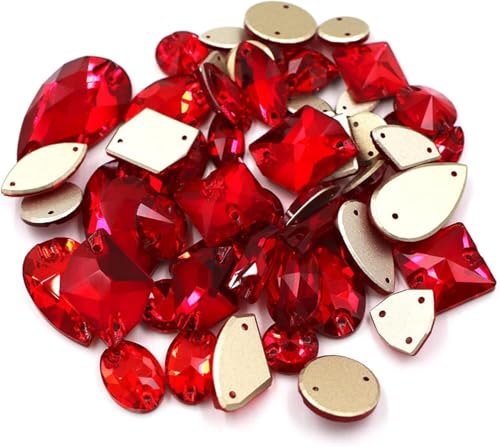 CrystalsWedding Decorartions Glaskristalle, rote Steine, gemischte Form, 30 Stück/Beutel, flache Rückseite, Strasssteine zum Aufnähen auf Kleidung, Hüte CrystalsWedding Decorartions Glaskristalle, rote Steine, gemischte Form, 30 Stück/Beutel, flache Rückseite, Strasssteine zum Aufnähen auf Kleidung, Hüte von BWUHDKS