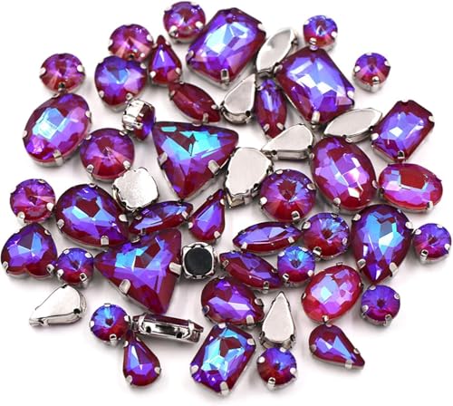 Kristalle, 50 Stück/Beutel, gemischte Formen, Kristallsteine, for Nähen, Splitter-Krallenfassung, Glas, Mokka-AB-Strass, DIY-Taschen/Schuhe/Kleidungszubehör (gemischte Farben)(Red Ab Mk) von BWUHDKS