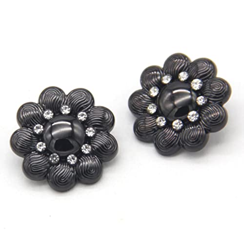 Kristalle, 6 Stück, Strass-Metall-Design, Schmuckknöpfe for Kleidung, Damen, Bluse, Mantel, Jacke, Pullover, dekorative Accessoires (schwarz)(Black) von BWUHDKS