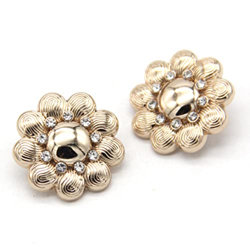 Kristalle, 6 Stück, Strass-Metall-Design, Schmuckknöpfe for Kleidung, Damen, Bluse, Mantel, Jacke, Pullover, dekorative Accessoires (schwarz)(Golden) von BWUHDKS