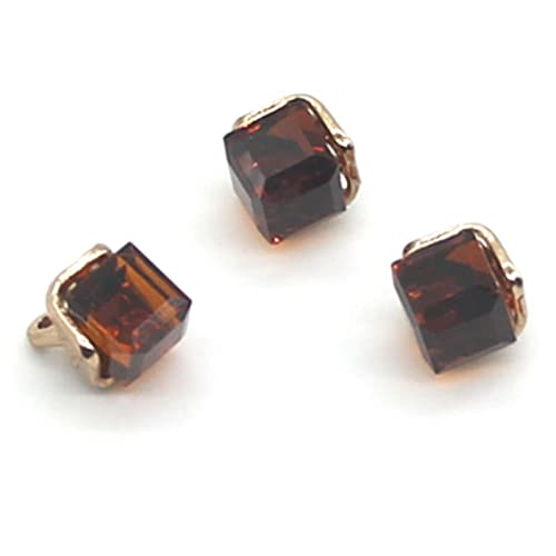 Kristalle, 6 Stück, kleine Strass-Glasknöpfe, Diamant-Juwelen, klare, quadratische Schaftknöpfe, Basteln for Mantel und Kleidung (rot)(Coffee) von BWUHDKS