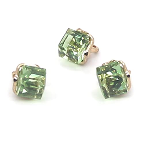 Kristalle, 6 Stück, kleine Strass-Glasknöpfe, Diamant-Juwelen, klare, quadratische Schaftknöpfe, Basteln for Mantel und Kleidung (rot)(Grün) von BWUHDKS
