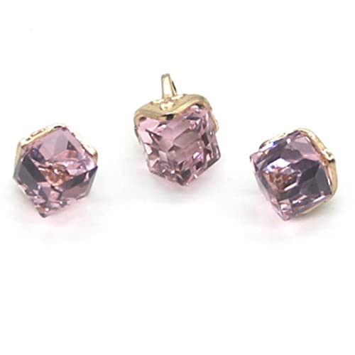 Kristalle, 6 Stück, kleine Strass-Glasknöpfe, Diamant-Juwelen, klare, quadratische Schaftknöpfe, Basteln for Mantel und Kleidung (rot)(Roze) von BWUHDKS