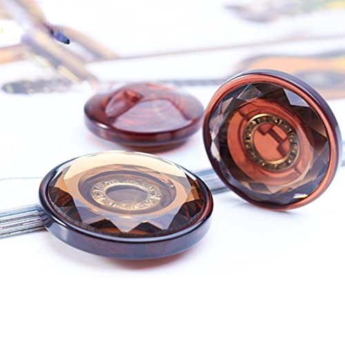 Kristalle, 6 Stück Strassknöpfe, Damenmantel, Glasharz, dekorative Knöpfe (weiß, 25 mm)(Bruin,34MM) von BWUHDKS