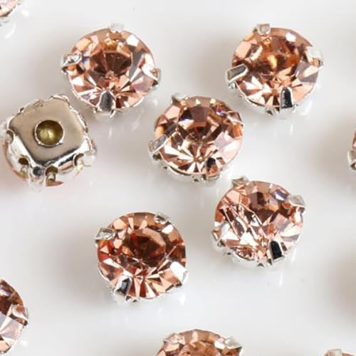 Kristalle, runde Glas-Strasssteine ​​mit Kralle for Aufnähen, Kristallstein-Strass-Diamant-Metall-Basisschnalle for Kleidung (rot)(Champagne) von BWUHDKS