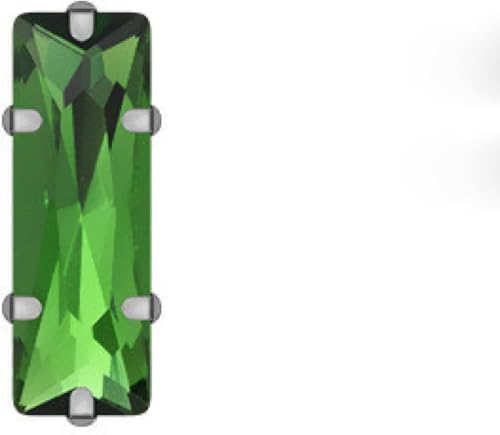 Rechteckiger Glaskristall mit silberner Kralle, Bastel-Glitzersteine ​​für Kleidungszubehör (rot, 5 x 10 mm, 100 Stück)(Green,5x10mm 100pcs) von BWUHDKS