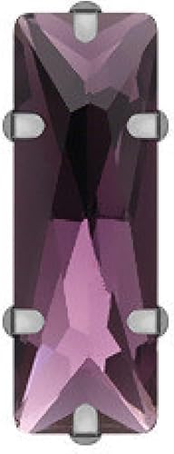 Rechteckiger Glaskristall mit silberner Kralle, Bastel-Glitzersteine ​​für Kleidungszubehör (rot, 5 x 10 mm, 100 Stück)(Purple,5x15mm 100pcs) von BWUHDKS