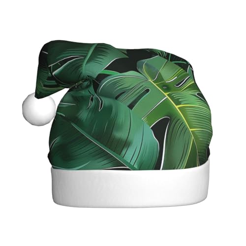 BWWHCCTI Bananenblatt-bedruckte Weihnachtsmütze für Erwachsene, Männer und Frauen, lustige Plüsch-Weihnachtsmannmütze, Weihnachten, Urlaub, Partyhut BWWHCCTI Bananenblatt-bedruckte Weihnachtsmütze für Erwachsene, Männer und Frauen, lustige Plüsch-Weihnachtsmannmütze, Weihnachten, Urlaub, Partyhut von BWWHCCTI