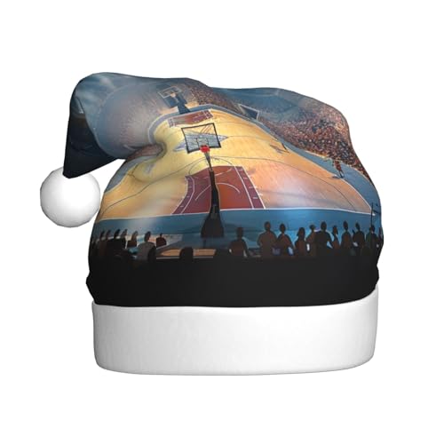 BWWHCCTI Basketball-bedruckte Weihnachtsmütze für Erwachsene, Männer und Frauen, lustige Plüsch-Weihnachtsmannmütze, Weihnachten, Urlaub, Partyhut BWWHCCTI Basketball-bedruckte Weihnachtsmütze für Erwachsene, Männer und Frauen, lustige Plüsch-Weihnachtsmannmütze, Weihnachten, Urlaub, Partyhut von BWWHCCTI