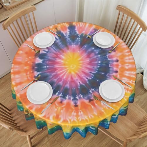 BWWHCCTI Batik-Tischdecke, bedruckt, rund, 152,4 cm, waschbar, mit Spitze, Polyester, Tischdecke für Küche, Buffet, Urlaub, Party, Hochzeitsbankett BWWHCCTI Batik-Tischdecke, bedruckt, rund, 152,4 cm, waschbar, mit Spitze, Polyester, Tischdecke für Küche, Buffet, Urlaub, Party, Hochzeitsbankett von BWWHCCTI