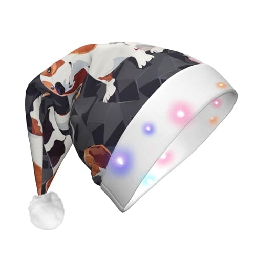 BWWHCCTI Beagle-Muster, bedruckte LED-Weihnachtsmütze für Erwachsene, Männer und Frauen, lustiger Plüsch, beleuchtet, Weihnachtsmannmütze, Urlaubsparty-Hut BWWHCCTI Beagle-Muster, bedruckte LED-Weihnachtsmütze für Erwachsene, Männer und Frauen, lustiger Plüsch, beleuchtet, Weihnachtsmannmütze, Urlaubsparty-Hut von BWWHCCTI