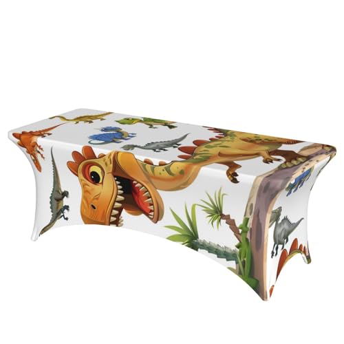 BWWHCCTI Bedruckte Tischdecke mit Cartoon-Dinosaurier-Bildern, elastische Kanten, waschbare Tischdecke für Hochzeiten, Messen, Partys, Küche, Essen und Bankette BWWHCCTI Bedruckte Tischdecke mit Cartoon-Dinosaurier-Bildern, elastische Kanten, waschbare Tischdecke für Hochzeiten, Messen, Partys, Küche, Essen und Bankette von BWWHCCTI