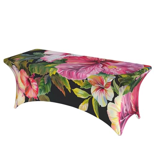 BWWHCCTI Bedruckte Tischdecke mit Hibiskusblumen-Druck, elastische Kanten, waschbare Tischdecke für Hochzeiten, Messen, Partys, Küche, Essen und Bankette BWWHCCTI Bedruckte Tischdecke mit Hibiskusblumen-Druck, elastische Kanten, waschbare Tischdecke für Hochzeiten, Messen, Partys, Küche, Essen und Bankette von BWWHCCTI