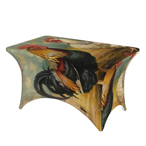 BWWHCCTI Bedruckte Tischdecke mit Huhn- und Hahn-Druck, elastische Kanten, waschbare Tischdecke für Hochzeiten, Messen, Partys, Küche, Essen und Bankette BWWHCCTI Bedruckte Tischdecke mit Huhn- und Hahn-Druck, elastische Kanten, waschbare Tischdecke für Hochzeiten, Messen, Partys, Küche, Essen und Bankette von BWWHCCTI