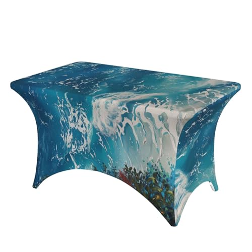 BWWHCCTI Bedruckte Tischdecke mit tropischem Meeresstrandmotiv, elastische Kanten, waschbare Tischdecke für Hochzeiten, Messen, Partys, Küche, Esszimmer und Bankette BWWHCCTI Bedruckte Tischdecke mit tropischem Meeresstrandmotiv, elastische Kanten, waschbare Tischdecke für Hochzeiten, Messen, Partys, Küche, Esszimmer und Bankette von BWWHCCTI