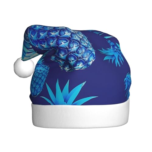 BWWHCCTI Blaue Ananas bedruckte Weihnachtsmütze für Erwachsene Männer und Frauen, lustige Plüsch-Weihnachtsmannmütze, Weihnachten, Urlaub, Partyhut BWWHCCTI Blaue Ananas bedruckte Weihnachtsmütze für Erwachsene Männer und Frauen, lustige Plüsch-Weihnachtsmannmütze, Weihnachten, Urlaub, Partyhut von BWWHCCTI