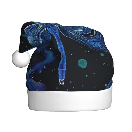 BWWHCCTI Blaue Libelle bedruckte Weihnachtsmütze für Erwachsene Männer und Frauen, lustige Plüsch-Weihnachtsmannmütze, Weihnachten, Urlaub, Partyhut BWWHCCTI Blaue Libelle bedruckte Weihnachtsmütze für Erwachsene Männer und Frauen, lustige Plüsch-Weihnachtsmannmütze, Weihnachten, Urlaub, Partyhut von BWWHCCTI