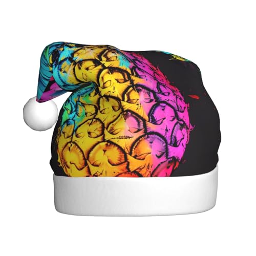 BWWHCCTI Bunte Ananas-bedruckte Weihnachtsmütze für Erwachsene, Männer und Frauen, lustige Plüsch-Weihnachtsmannmütze, Weihnachten, Urlaub, Partyhut BWWHCCTI Bunte Ananas-bedruckte Weihnachtsmütze für Erwachsene, Männer und Frauen, lustige Plüsch-Weihnachtsmannmütze, Weihnachten, Urlaub, Partyhut von BWWHCCTI