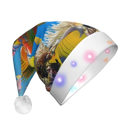 BWWHCCTI Bunte Fisch-bedruckte LED-Weihnachtsmütze für Erwachsene, Männer und Frauen, lustiger Plüsch, beleuchtet, Weihnachtsmannmütze, Urlaubsparty-Hut BWWHCCTI Bunte Fisch-bedruckte LED-Weihnachtsmütze für Erwachsene, Männer und Frauen, lustiger Plüsch, beleuchtet, Weihnachtsmannmütze, Urlaubsparty-Hut von BWWHCCTI