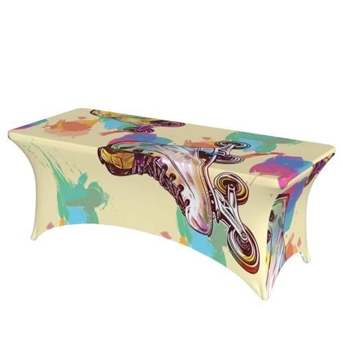 BWWHCCTI Bunte Tischdecke mit Rollschuhen, bedruckt, elastische Kanten, waschbare Tischdecke für Hochzeiten, Messen, Partys, Küche, Esszimmer und Bankette BWWHCCTI Bunte Tischdecke mit Rollschuhen, bedruckt, elastische Kanten, waschbare Tischdecke für Hochzeiten, Messen, Partys, Küche, Esszimmer und Bankette von BWWHCCTI