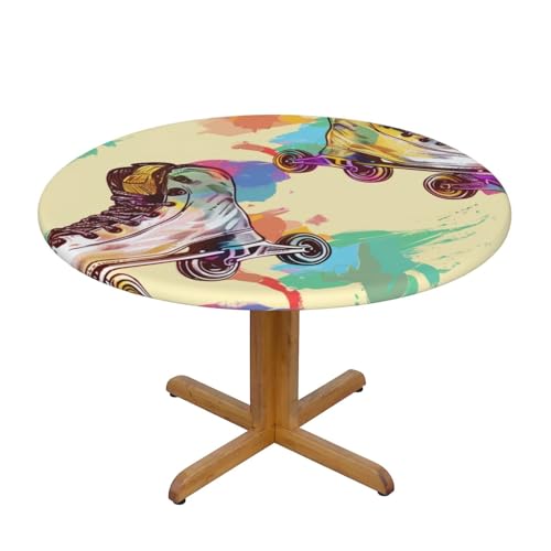 BWWHCCTI Bunte Tischdecke mit Rollschuhen, bedruckt, rund, wasserdicht, elastisch, dekorativ, Esstisch, Größe M BWWHCCTI Bunte Tischdecke mit Rollschuhen, bedruckt, rund, wasserdicht, elastisch, dekorativ, Esstisch, Größe M von BWWHCCTI