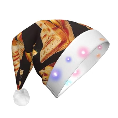 BWWHCCTI Cheese Sandwiches bedruckte LED-Weihnachtsmütze für Erwachsene, Männer, Frauen, lustiger Plüsch, beleuchtet, Weihnachtsmannmütze, Urlaubsparty-Hut BWWHCCTI Cheese Sandwiches bedruckte LED-Weihnachtsmütze für Erwachsene, Männer, Frauen, lustiger Plüsch, beleuchtet, Weihnachtsmannmütze, Urlaubsparty-Hut von BWWHCCTI