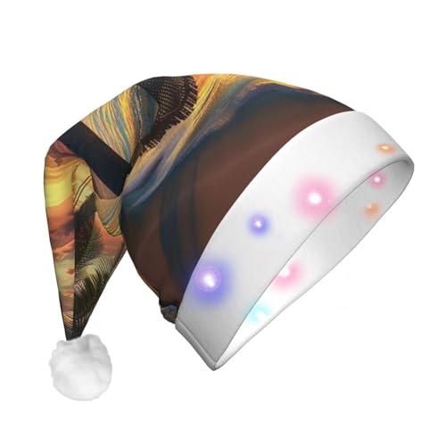 BWWHCCTI Coconut Beach Sonnenuntergang Hängematte Bedruckte LED Weihnachtsmütze für Erwachsene Männer Frauen Lustige Plüsch Leuchtende Weihnachtsmannmütze Urlaub Party Hut BWWHCCTI Coconut Beach Sonnenuntergang Hängematte Bedruckte LED Weihnachtsmütze für Erwachsene Männer Frauen Lustige Plüsch Leuchtende Weihnachtsmannmütze Urlaub Party Hut von BWWHCCTI