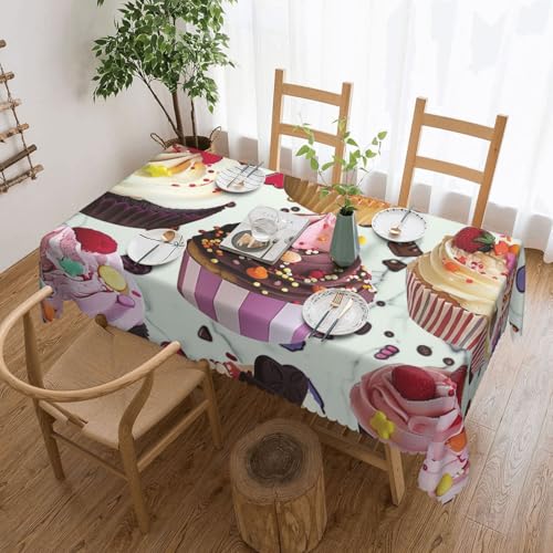 BWWHCCTI Delicious Cupcake-bedruckte rechteckige Tischdecke, 137,2 x 183,9 cm, waschbar, mit Spitze, Polyester, Tischdecke für Küche, Buffet, Urlaub, Party, Hochzeitsbankett BWWHCCTI Delicious Cupcake-bedruckte rechteckige Tischdecke, 137,2 x 183,9 cm, waschbar, mit Spitze, Polyester, Tischdecke für Küche, Buffet, Urlaub, Party, Hochzeitsbankett von BWWHCCTI