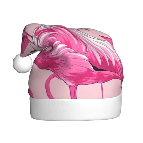 BWWHCCTI Flamingo bedruckte Weihnachtsmütze für Erwachsene, Männer und Frauen, lustige Plüsch-Weihnachtsmannmütze, Weihnachten, Urlaub, Partyhut BWWHCCTI Flamingo bedruckte Weihnachtsmütze für Erwachsene, Männer und Frauen, lustige Plüsch-Weihnachtsmannmütze, Weihnachten, Urlaub, Partyhut von BWWHCCTI