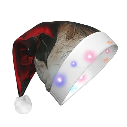BWWHCCTI Gothic Rose 1 bedruckte LED-Weihnachtsmütze für Erwachsene, Männer, Frauen, lustiger Plüsch, beleuchtet, Weihnachtsmannmütze, Urlaub, Partyhut BWWHCCTI Gothic Rose 1 bedruckte LED-Weihnachtsmütze für Erwachsene, Männer, Frauen, lustiger Plüsch, beleuchtet, Weihnachtsmannmütze, Urlaub, Partyhut von BWWHCCTI