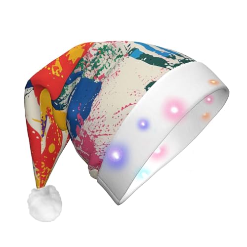 BWWHCCTI Handdruck-bedruckte LED-Weihnachtsmütze für Erwachsene, Männer, Frauen, lustiger Plüsch, beleuchtet, Weihnachtsmannmütze, Urlaubsparty-Hut BWWHCCTI Handdruck-bedruckte LED-Weihnachtsmütze für Erwachsene, Männer, Frauen, lustiger Plüsch, beleuchtet, Weihnachtsmannmütze, Urlaubsparty-Hut von BWWHCCTI