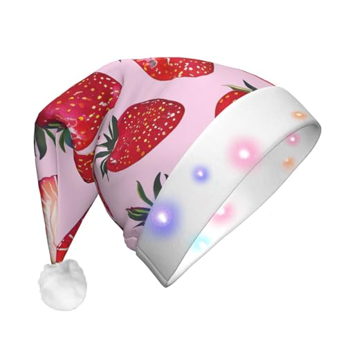 BWWHCCTI Leuchtende Erdbeeren bedruckte LED-Weihnachtsmütze für Erwachsene, Männer und Frauen, lustiger Plüsch, beleuchtet, Weihnachtsmannmütze, Urlaubsparty-Hut BWWHCCTI Leuchtende Erdbeeren bedruckte LED-Weihnachtsmütze für Erwachsene, Männer und Frauen, lustiger Plüsch, beleuchtet, Weihnachtsmannmütze, Urlaubsparty-Hut von BWWHCCTI