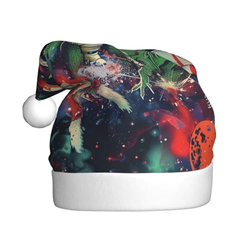 BWWHCCTI Lustige Astronauten-Dinosaurier-Raketen-bedruckte Weihnachtsmütze für Erwachsene, Männer, Frauen, lustige Plüsch-Weihnachtsmannmütze, Weihnachten, Urlaub, Partyhut BWWHCCTI Lustige Astronauten-Dinosaurier-Raketen-bedruckte Weihnachtsmütze für Erwachsene, Männer, Frauen, lustige Plüsch-Weihnachtsmannmütze, Weihnachten, Urlaub, Partyhut von BWWHCCTI