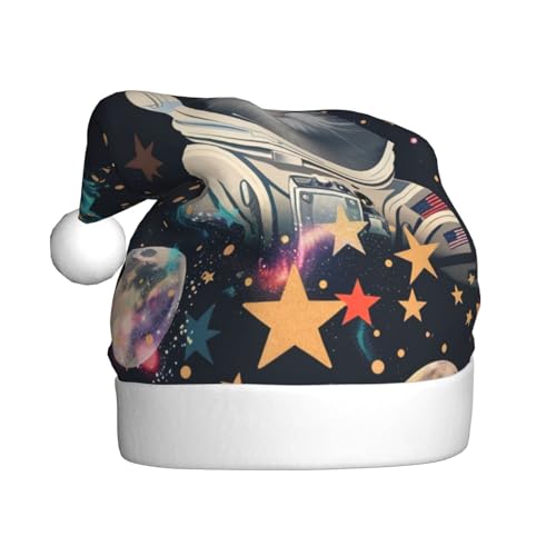 BWWHCCTI Lustige Katzen-Astronauten-Weihnachtsmütze für Erwachsene, Männer und Frauen, lustige Plüsch-Weihnachtsmannmütze, Weihnachten, Urlaub, Party, Hut BWWHCCTI Lustige Katzen-Astronauten-Weihnachtsmütze für Erwachsene, Männer und Frauen, lustige Plüsch-Weihnachtsmannmütze, Weihnachten, Urlaub, Party, Hut von BWWHCCTI