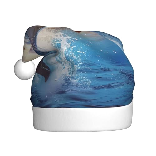 BWWHCCTI Lustige Weihnachtsmütze mit Delfin-Aufdruck für Erwachsene, Männer, Frauen, lustige Plüsch-Weihnachtsmannmütze, Weihnachten, Urlaub, Partyhut BWWHCCTI Lustige Weihnachtsmütze mit Delfin-Aufdruck für Erwachsene, Männer, Frauen, lustige Plüsch-Weihnachtsmannmütze, Weihnachten, Urlaub, Partyhut von BWWHCCTI