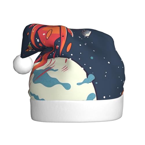 BWWHCCTI Lustiger Astronauten-Hut mit niedlichem Dinosaurier-Raketen-Druck, für Erwachsene, Männer, Frauen, lustige Plüsch-Weihnachtsmannmütze, Weihnachten, Urlaub, Partyhut BWWHCCTI Lustiger Astronauten-Hut mit niedlichem Dinosaurier-Raketen-Druck, für Erwachsene, Männer, Frauen, lustige Plüsch-Weihnachtsmannmütze, Weihnachten, Urlaub, Partyhut von BWWHCCTI