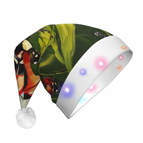 BWWHCCTI Marienkäfer bedruckte LED-Weihnachtsmütze für Erwachsene, Männer, Frauen, lustiger Plüsch, beleuchtet, Weihnachtsmannmütze, Urlaubsparty-Hut BWWHCCTI Marienkäfer bedruckte LED-Weihnachtsmütze für Erwachsene, Männer, Frauen, lustiger Plüsch, beleuchtet, Weihnachtsmannmütze, Urlaubsparty-Hut von BWWHCCTI