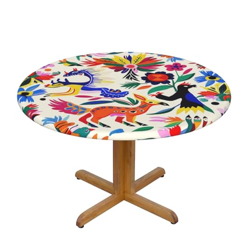BWWHCCTI Mexikanische Otomi-Tiere, bedruckte runde Tischdecke, wasserdicht, elastisch, dekorativ, Esstischabdeckung, Größe M BWWHCCTI Mexikanische Otomi-Tiere, bedruckte runde Tischdecke, wasserdicht, elastisch, dekorativ, Esstischabdeckung, Größe M von BWWHCCTI