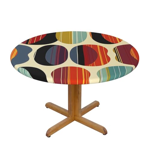 BWWHCCTI Mid Century Tischdecke, modern, Retro-Design, mit Tropfenformen, bedruckt, rund, wasserdicht, elastisch, dekorativ, Esstisch, Größe M BWWHCCTI Mid Century Tischdecke, modern, Retro-Design, mit Tropfenformen, bedruckt, rund, wasserdicht, elastisch, dekorativ, Esstisch, Größe M von BWWHCCTI
