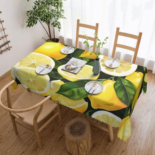 BWWHCCTI Rechteckige Tischdecke, Motiv: frische tropische Zitronen, bedruckt, 137 x 183 cm, waschbar, mit Spitze, Polyester, Tischdecke für Küche, Buffet, Urlaub, Party, Hochzeitsbankett BWWHCCTI Rechteckige Tischdecke, Motiv: frische tropische Zitronen, bedruckt, 137 x 183 cm, waschbar, mit Spitze, Polyester, Tischdecke für Küche, Buffet, Urlaub, Party, Hochzeitsbankett von BWWHCCTI