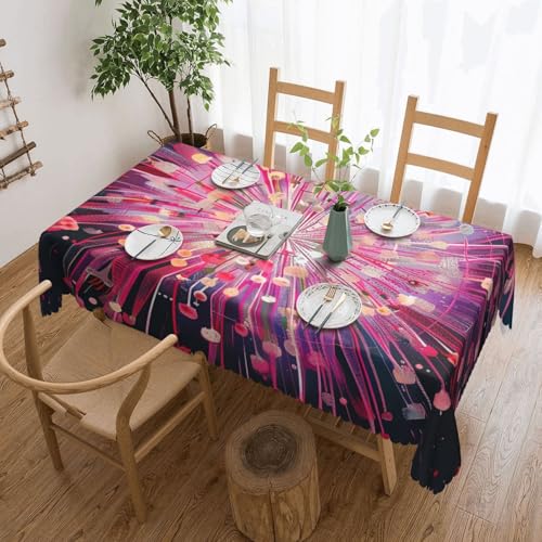 BWWHCCTI Rechteckige Tischdecke mit Feuerwerkskunstdruck, 137,2 x 183,9 cm, waschbar, mit Spitze, Polyester-Tischdecke für Küche, Buffet, Urlaub, Party, Hochzeitsbankett BWWHCCTI Rechteckige Tischdecke mit Feuerwerkskunstdruck, 137,2 x 183,9 cm, waschbar, mit Spitze, Polyester-Tischdecke für Küche, Buffet, Urlaub, Party, Hochzeitsbankett von BWWHCCTI