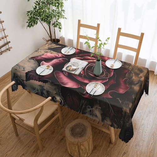 BWWHCCTI Rechteckige Tischdecke mit Gothic-Rosen-Motiv, waschbar, mit Spitze, Polyester-Tischdecke für Küche, Buffet, Urlaub, Party, Hochzeitsbankett, 137 x 183 cm BWWHCCTI Rechteckige Tischdecke mit Gothic-Rosen-Motiv, waschbar, mit Spitze, Polyester-Tischdecke für Küche, Buffet, Urlaub, Party, Hochzeitsbankett, 137 x 183 cm von BWWHCCTI