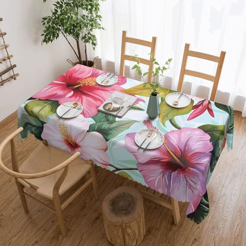 BWWHCCTI Rechteckige Tischdecke mit Hawaii-Blumendruck, 137,2 x 183,9 cm, waschbar, mit Spitze, Polyester-Tischdecke für Küche, Buffet, Urlaub, Party, Hochzeitsbankett BWWHCCTI Rechteckige Tischdecke mit Hawaii-Blumendruck, 137,2 x 183,9 cm, waschbar, mit Spitze, Polyester-Tischdecke für Küche, Buffet, Urlaub, Party, Hochzeitsbankett von BWWHCCTI
