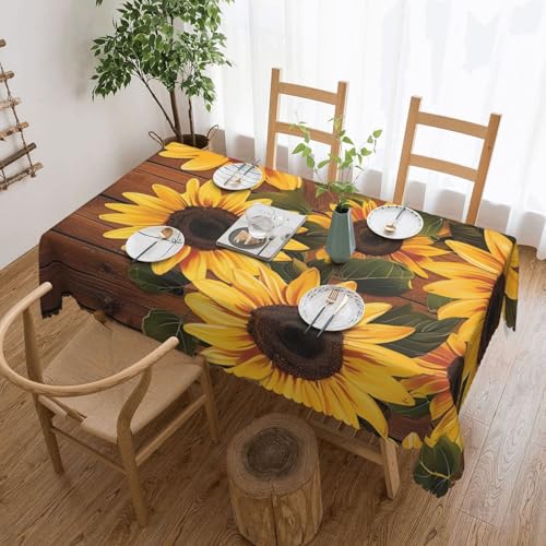 BWWHCCTI Rechteckige Tischdecke mit Pflanzenmotiv und Sonnenblumen-Motiv, 137,2 x 183,9 cm, waschbar, mit Spitze, Polyester-Tischdecke für Küche, Buffet, Urlaub, Party, Hochzeitsbankett BWWHCCTI Rechteckige Tischdecke mit Pflanzenmotiv und Sonnenblumen-Motiv, 137,2 x 183,9 cm, waschbar, mit Spitze, Polyester-Tischdecke für Küche, Buffet, Urlaub, Party, Hochzeitsbankett von BWWHCCTI