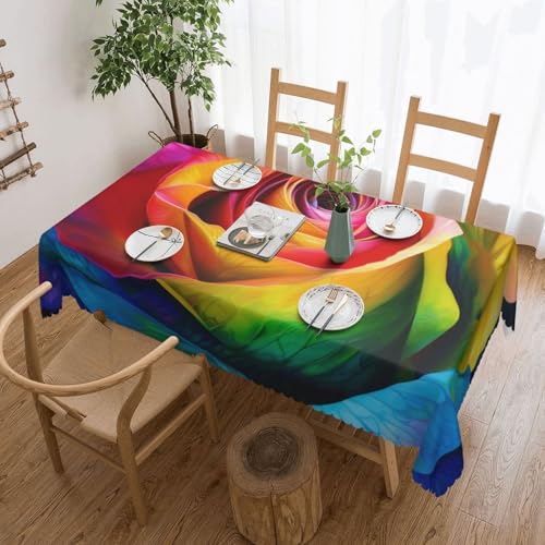 BWWHCCTI Rechteckige Tischdecke mit Regenbogen-Rosen-Motiv, 137,2 x 183,9 cm, waschbar, mit Spitze, Polyester-Tischdecke für Küche, Buffet, Urlaub, Party, Hochzeitsbankett BWWHCCTI Rechteckige Tischdecke mit Regenbogen-Rosen-Motiv, 137,2 x 183,9 cm, waschbar, mit Spitze, Polyester-Tischdecke für Küche, Buffet, Urlaub, Party, Hochzeitsbankett von BWWHCCTI