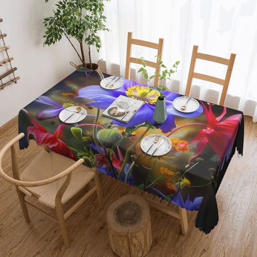 BWWHCCTI Rechteckige Tischdecke mit schönem Blumen-Kunstdruck, 137,2 x 183,9 cm, waschbar, mit Spitze, Polyester-Tischdecke für Küche, Buffet, Urlaub, Party, Hochzeitsbankett BWWHCCTI Rechteckige Tischdecke mit schönem Blumen-Kunstdruck, 137,2 x 183,9 cm, waschbar, mit Spitze, Polyester-Tischdecke für Küche, Buffet, Urlaub, Party, Hochzeitsbankett von BWWHCCTI