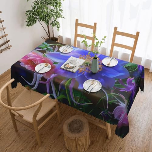BWWHCCTI Rechteckige Tischdecke mit schönem Blumendruck, 137,2 x 183,9 cm, waschbar, mit Spitze, Polyester-Tischdecke für Küche, Buffet, Urlaub, Party, Hochzeitsbankett BWWHCCTI Rechteckige Tischdecke mit schönem Blumendruck, 137,2 x 183,9 cm, waschbar, mit Spitze, Polyester-Tischdecke für Küche, Buffet, Urlaub, Party, Hochzeitsbankett von BWWHCCTI