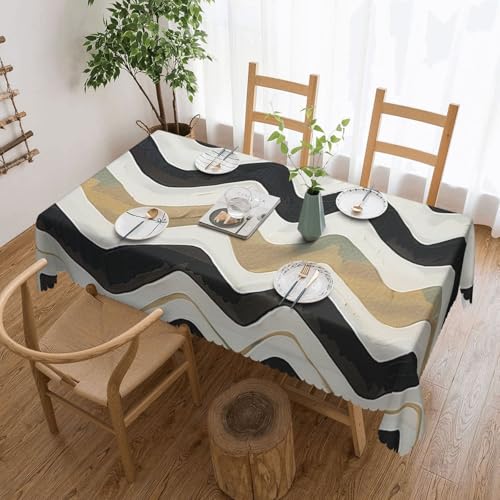 BWWHCCTI Rechteckige Tischdecke mit schwarz-weißen Streifen, 137 x 183 cm, waschbar, dekorative Tischdecken mit Spitze, Polyester-Tischdecke für Küche, Buffet, Urlaub, Party, Hochzeitsbankett BWWHCCTI Rechteckige Tischdecke mit schwarz-weißen Streifen, 137 x 183 cm, waschbar, dekorative Tischdecken mit Spitze, Polyester-Tischdecke für Küche, Buffet, Urlaub, Party, Hochzeitsbankett von BWWHCCTI