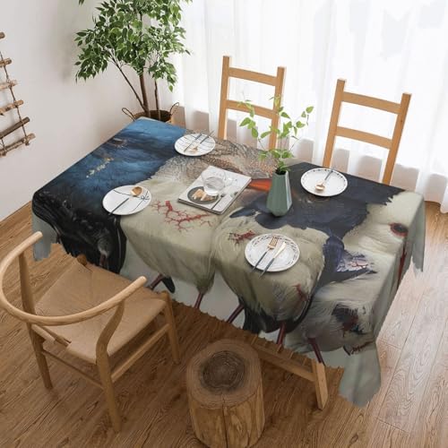 BWWHCCTI Rechteckige Tischdecke mit vier Vögeln bedruckt, waschbar, mit Spitze, Polyester, Tischdecke für Küche, Buffet, Urlaub, Party, Hochzeitsbankett, 137 x 183 cm BWWHCCTI Rechteckige Tischdecke mit vier Vögeln bedruckt, waschbar, mit Spitze, Polyester, Tischdecke für Küche, Buffet, Urlaub, Party, Hochzeitsbankett, 137 x 183 cm von BWWHCCTI